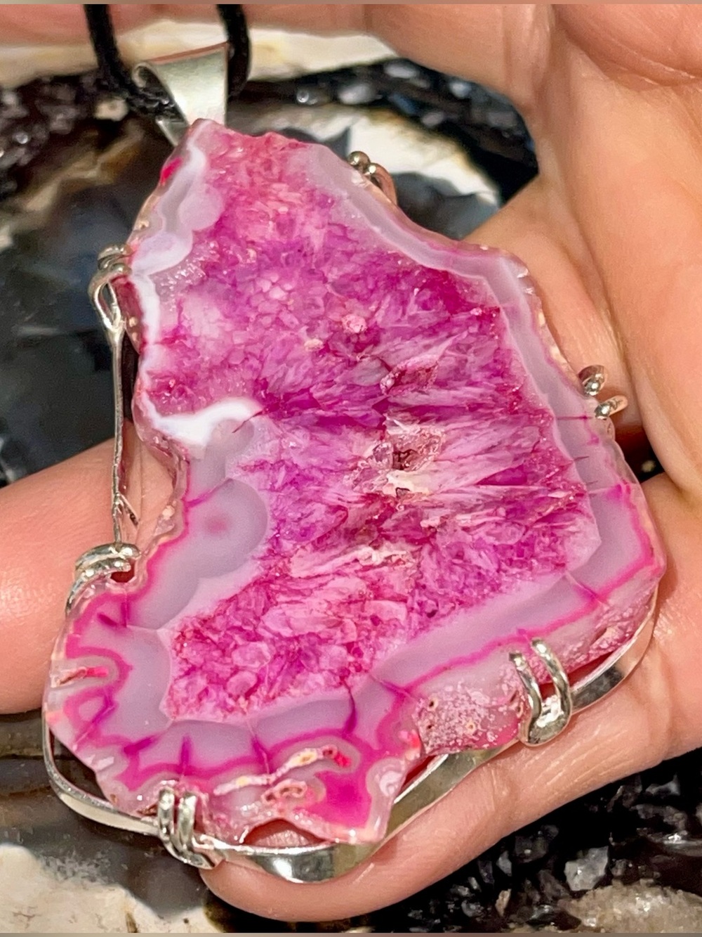 Large Solar Quartz Stalactite Crystal Pendant 3”